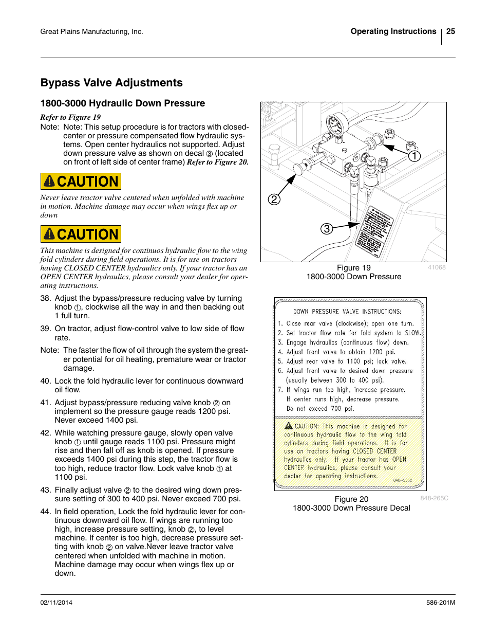 Bypass valve adjustments, 1800-3000 hydraulic down pressure | Great Plains 4000TT Operator Manual User Manual | Page 29 / 42
