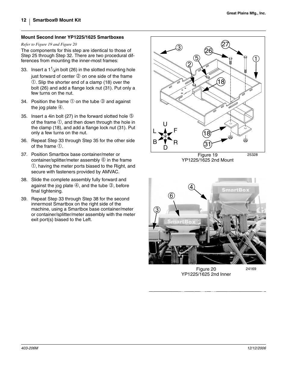 Mount second inner yp1225/1625 smartboxes, Igure 20 | Great Plains Smartbox Mount Kit Yield Pro Planters User Manual | Page 12 / 18