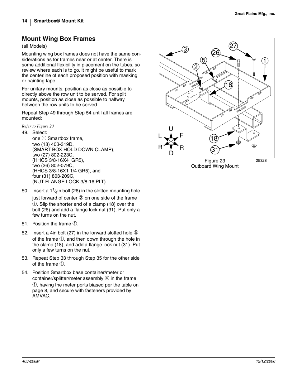 Mount wing box frames | Great Plains Smartbox Mount Kit Yield Pro Planters User Manual | Page 14 / 18