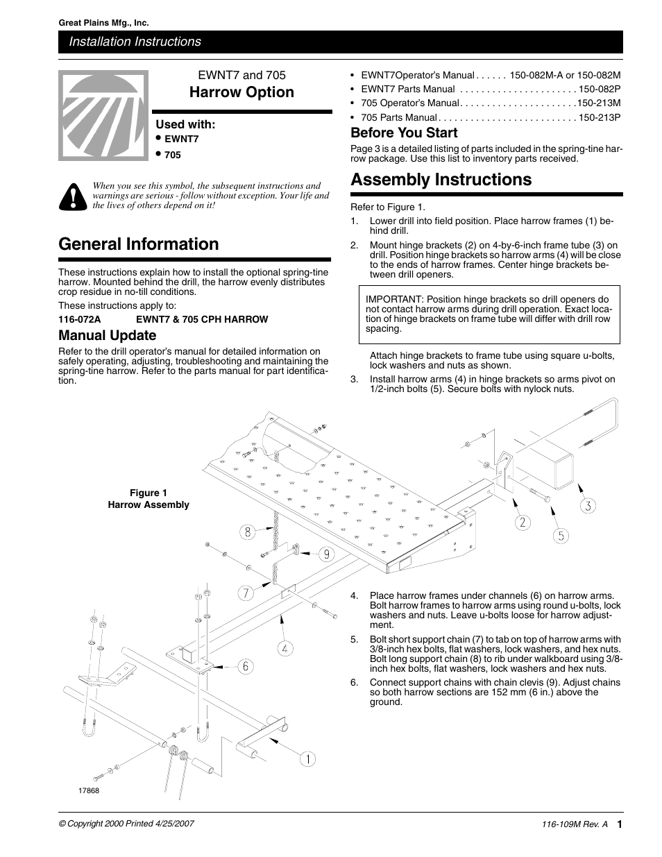 Great Plains 705 Assembly Instructions User Manual | 3 pages