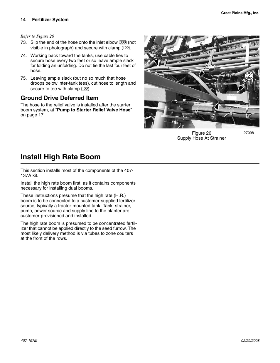 Ground drive deferred item, Install high rate boom | Great Plains YP Fertilizer System User Manual | Page 14 / 38