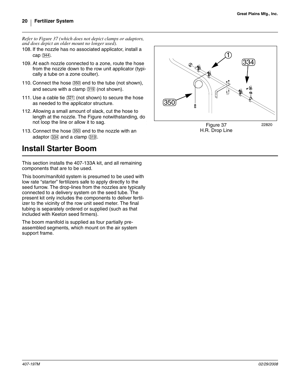 Install starter boom, Step 108 | Great Plains YP Fertilizer System User Manual | Page 20 / 38