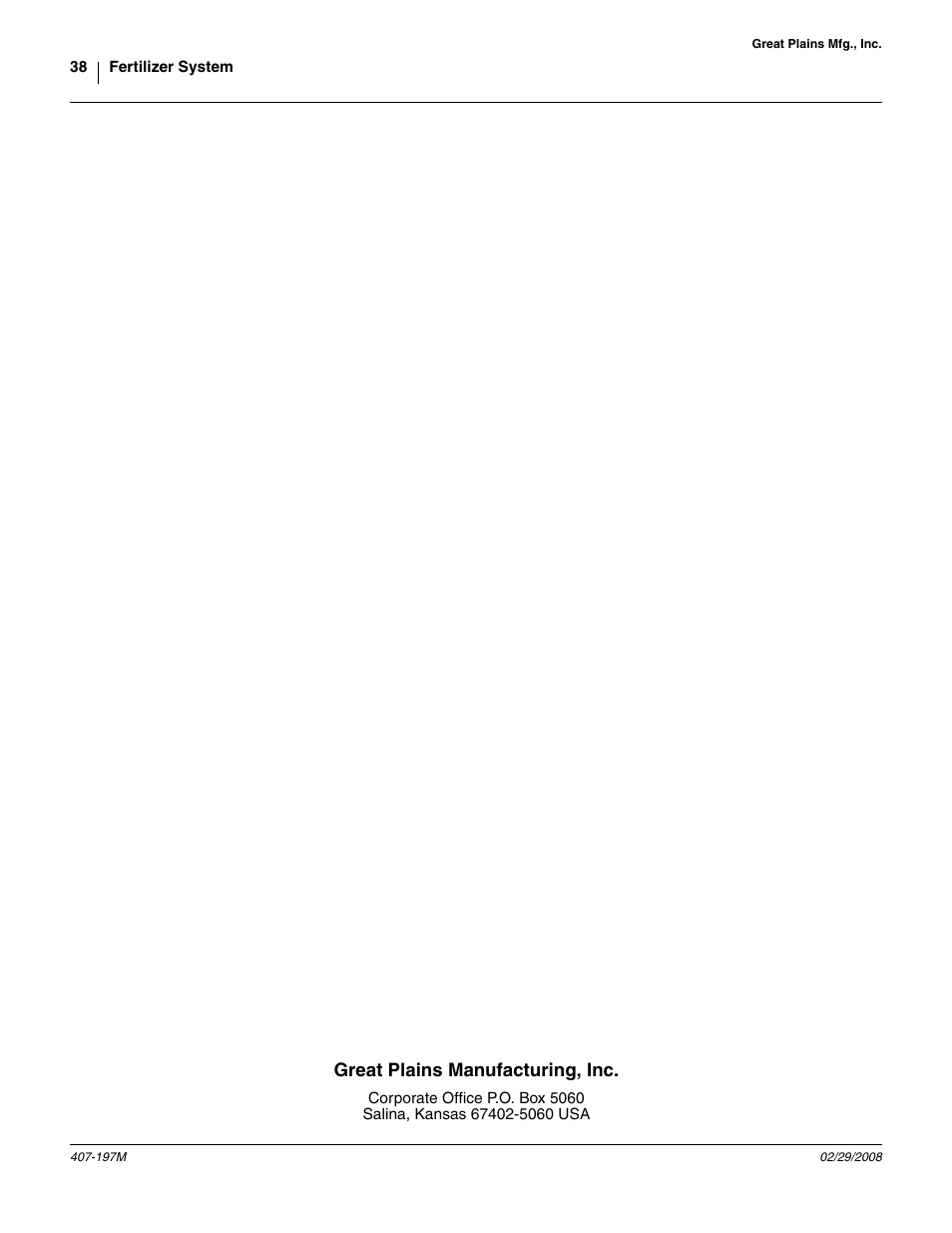 Great plains manufacturing, inc | Great Plains YP Fertilizer System User Manual | Page 38 / 38