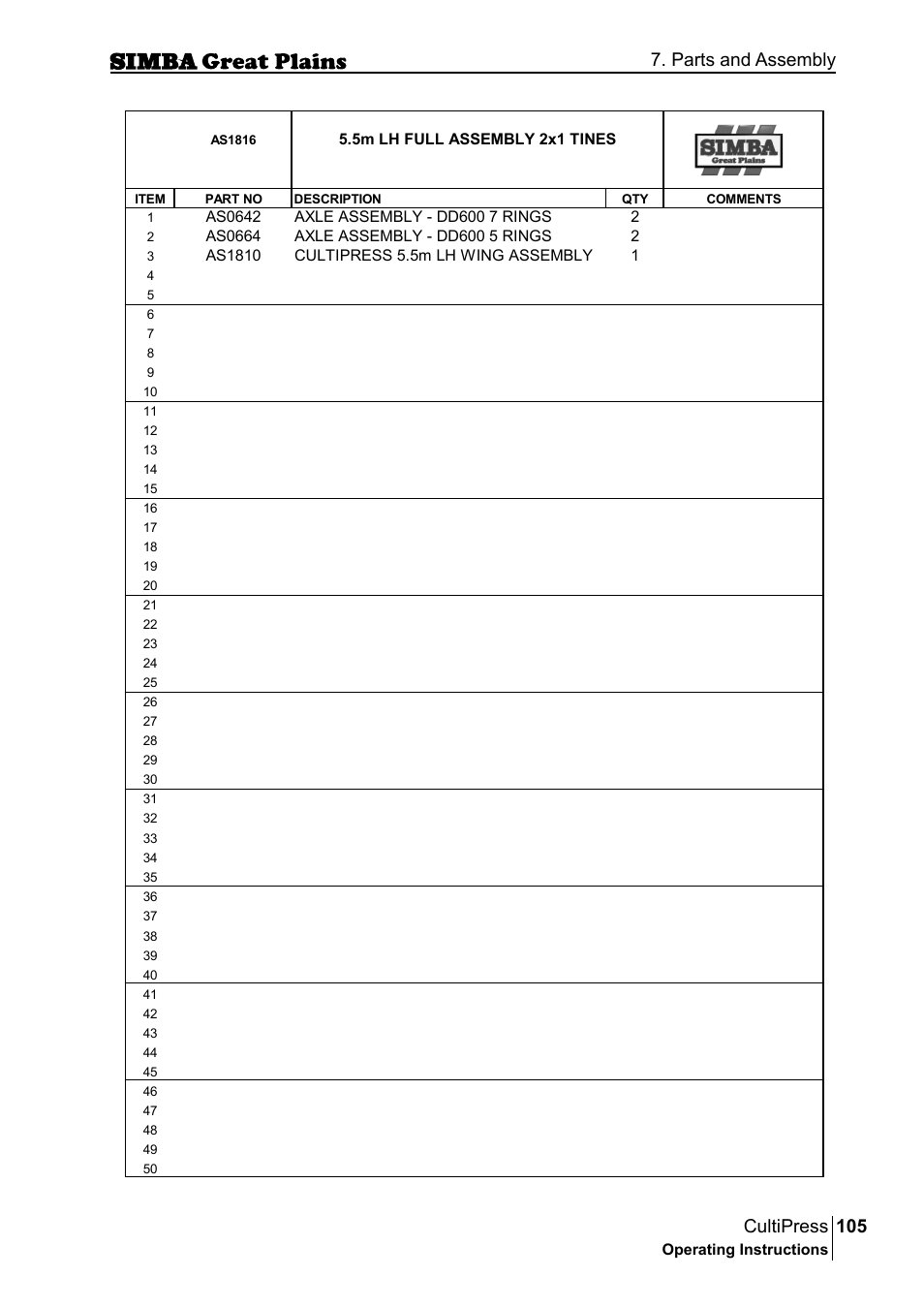 105 cultipress, Parts and assembly | Great Plains P17961C Operator Manual User Manual | Page 105 / 232