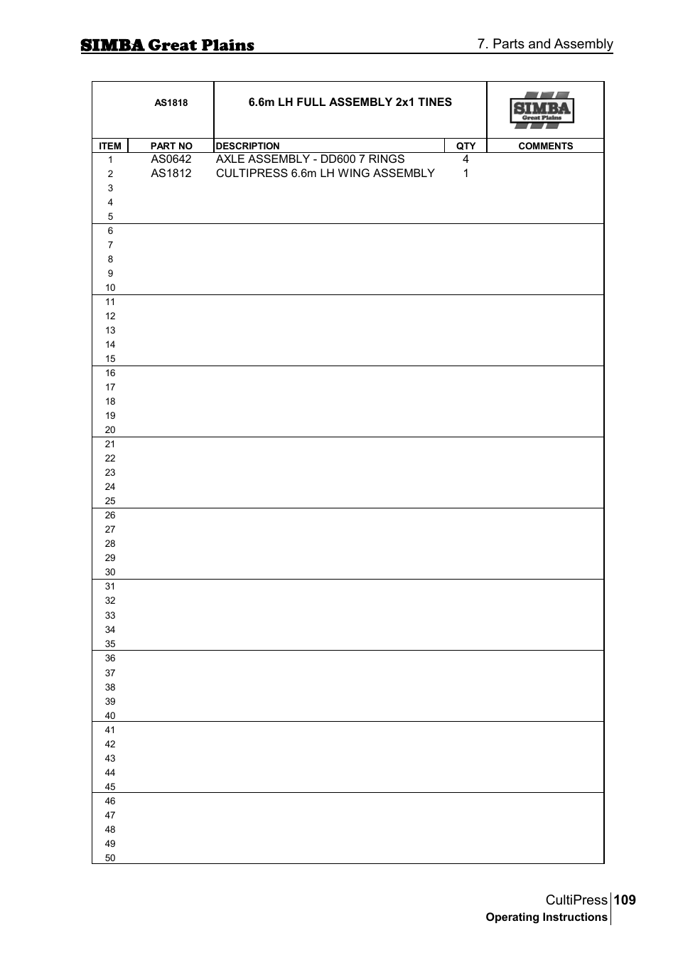 109 cultipress, Parts and assembly | Great Plains P17961C Operator Manual User Manual | Page 109 / 232