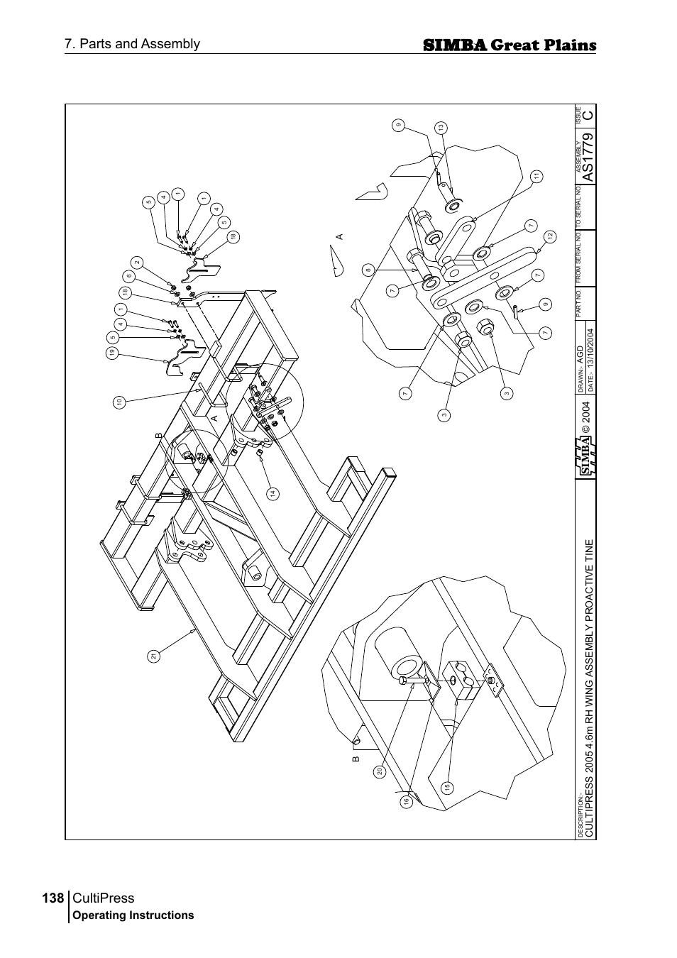 Cultipress, 138 7. parts and assembly, Cas 17 79 | Operating instructions, Si m b a | Great Plains P17961C Operator Manual User Manual | Page 138 / 232