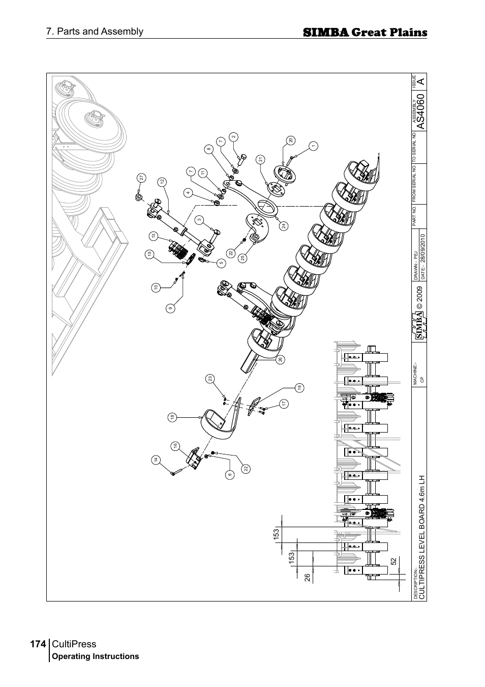 Cultipress, 174 7. parts and assembly, Aas 40 60 | Operating instructions, Si m b a | Great Plains P17961C Operator Manual User Manual | Page 174 / 232