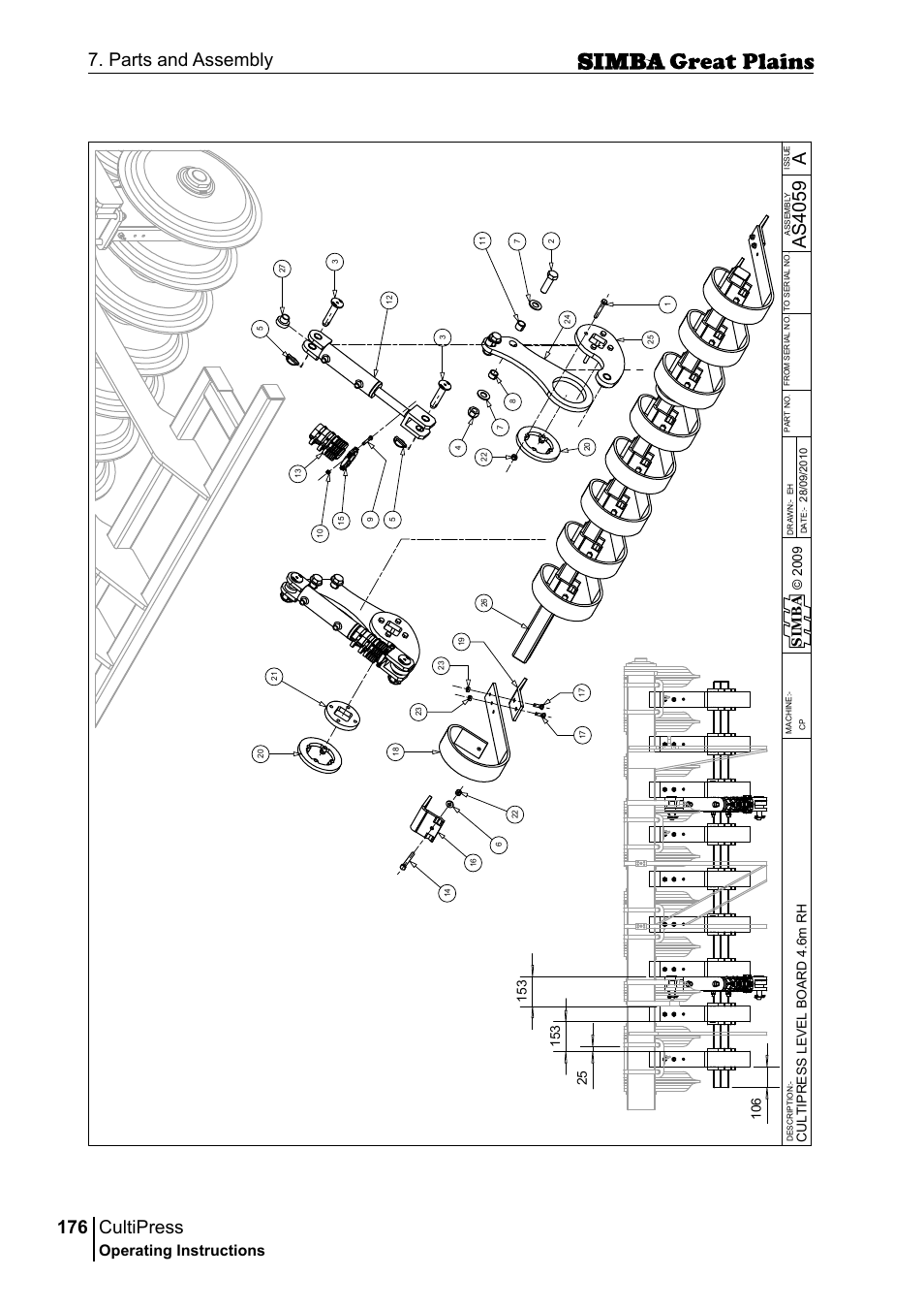 Cultipress, 176 7. parts and assembly, Aas 40 59 | Operating instructions, Si m b a | Great Plains P17961C Operator Manual User Manual | Page 176 / 232