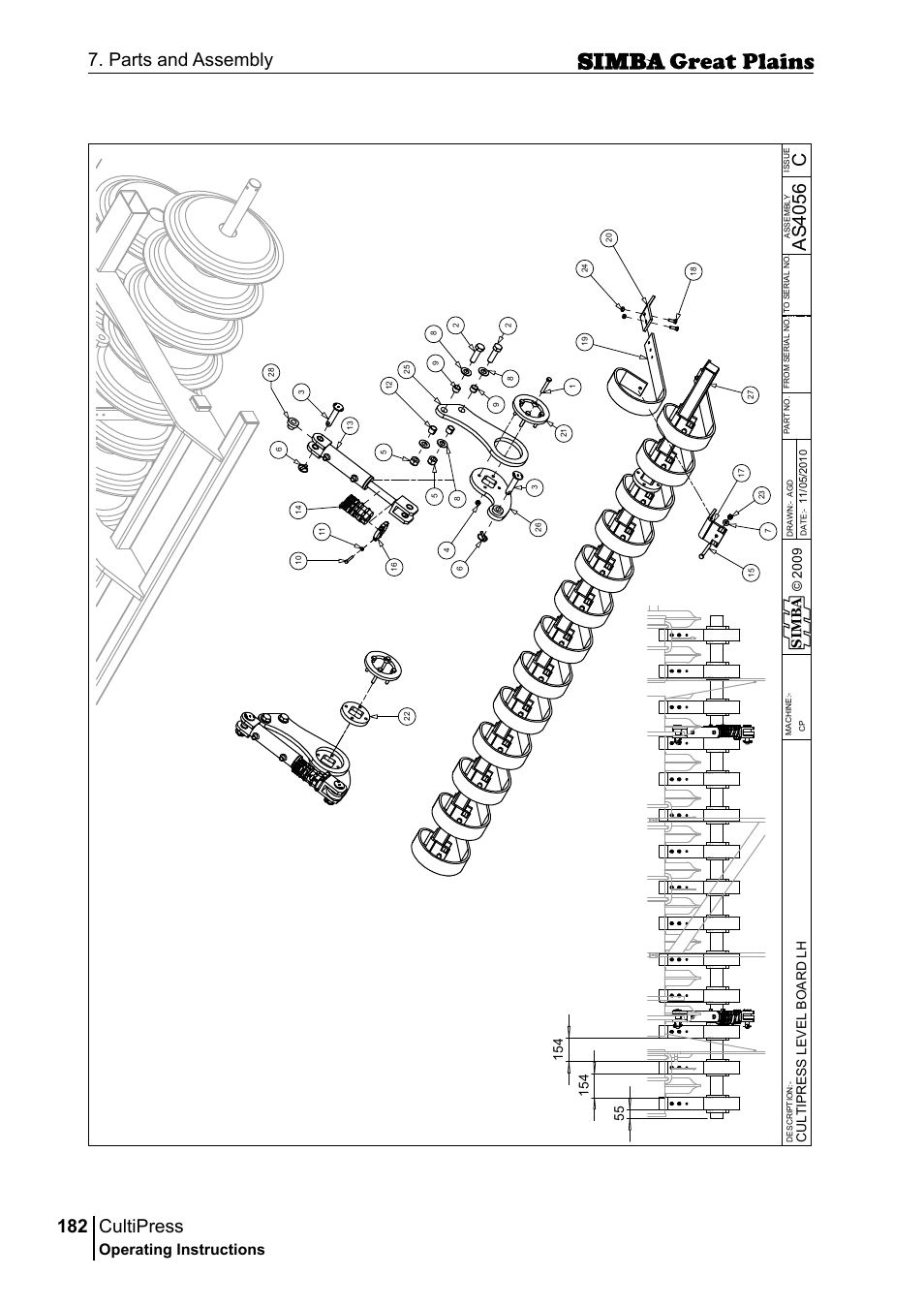 Cultipress, 182 7. parts and assembly, Cas 40 56 | Operating instructions, Si m b a | Great Plains P17961C Operator Manual User Manual | Page 182 / 232