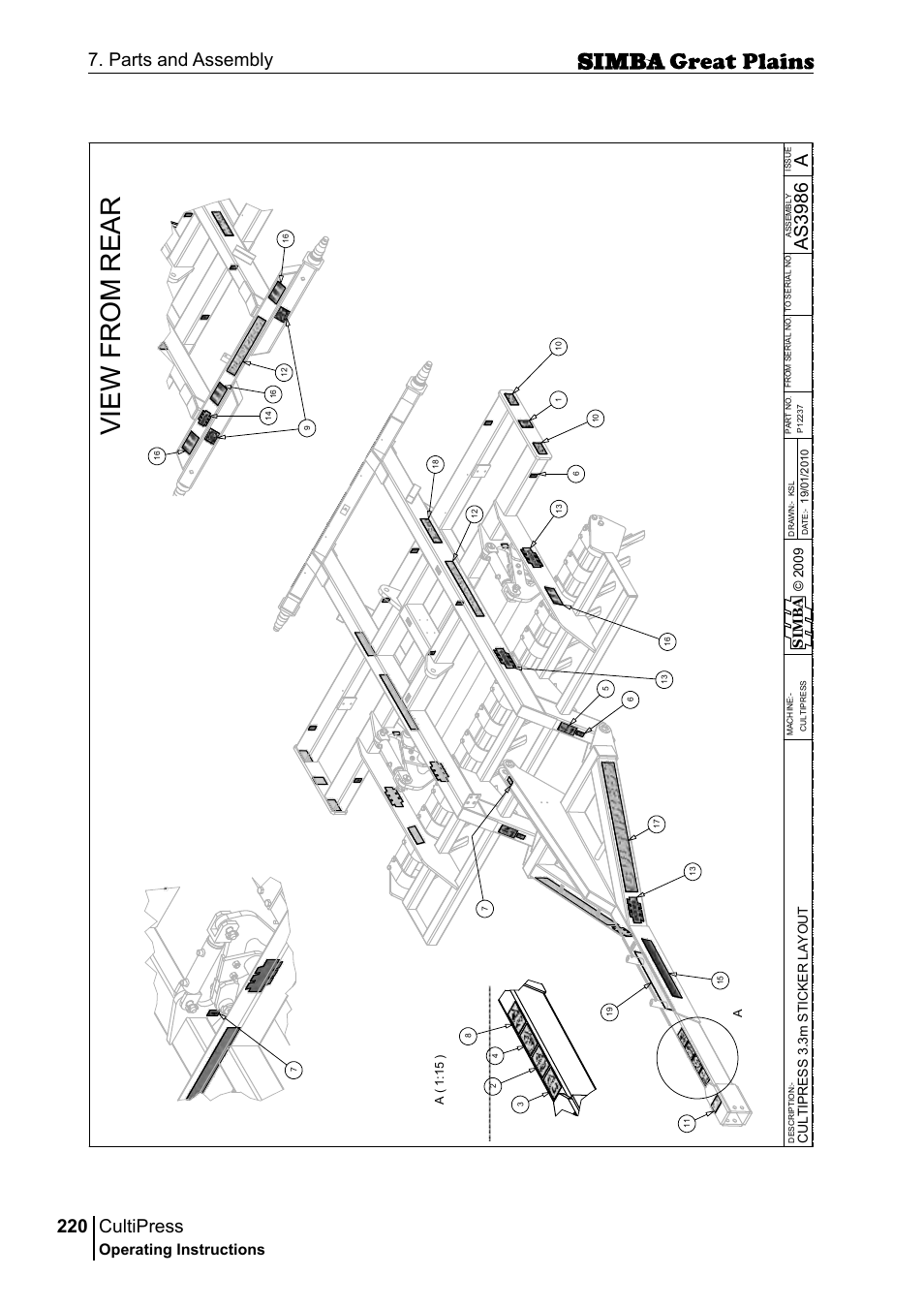 Cultipress, 220 7. parts and assembly, Aas 39 86 | Operating instructions | Great Plains P17961C Operator Manual User Manual | Page 220 / 232