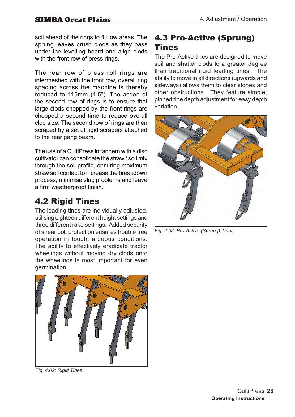 2 rigid tines, 3 pro-active (sprung) tines | Great Plains P17961C Operator Manual User Manual | Page 23 / 232