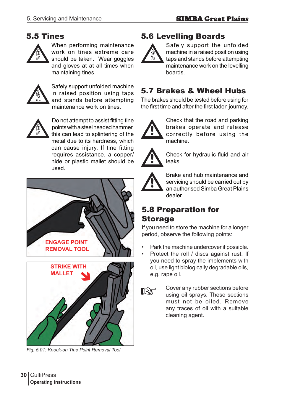8 preparation for storage, 5 tines, 6 levelling boards | 7 brakes & wheel hubs | Great Plains P17961C Operator Manual User Manual | Page 30 / 232