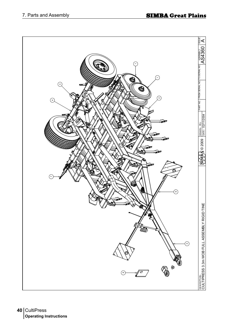 Cultipress, 40 7. parts and assembly, Aas 43 60 | Operating instructions | Great Plains P17961C Operator Manual User Manual | Page 40 / 232