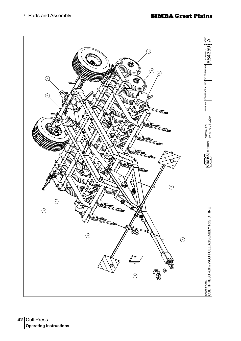 Cultipress, 42 7. parts and assembly, Aas 43 59 | Operating instructions | Great Plains P17961C Operator Manual User Manual | Page 42 / 232