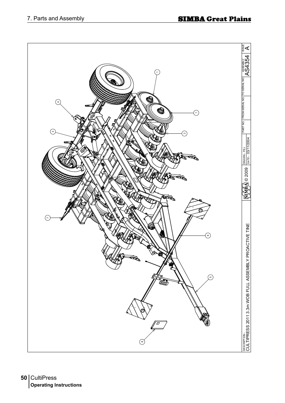 Cultipress, 50 7. parts and assembly, Aas 43 54 | Operating instructions | Great Plains P17961C Operator Manual User Manual | Page 50 / 232