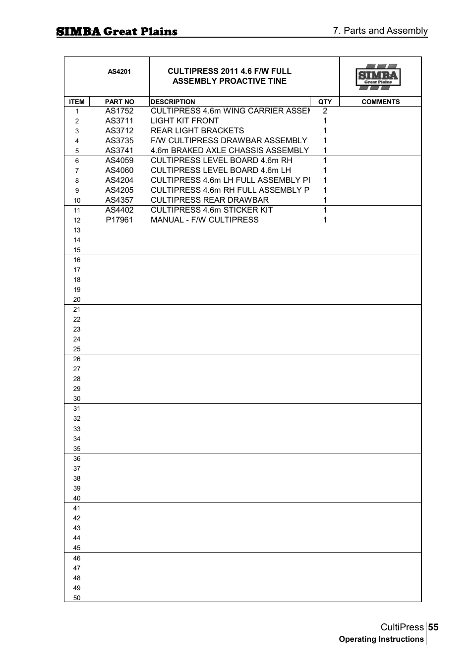 55 cultipress, Parts and assembly | Great Plains P17961C Operator Manual User Manual | Page 55 / 232
