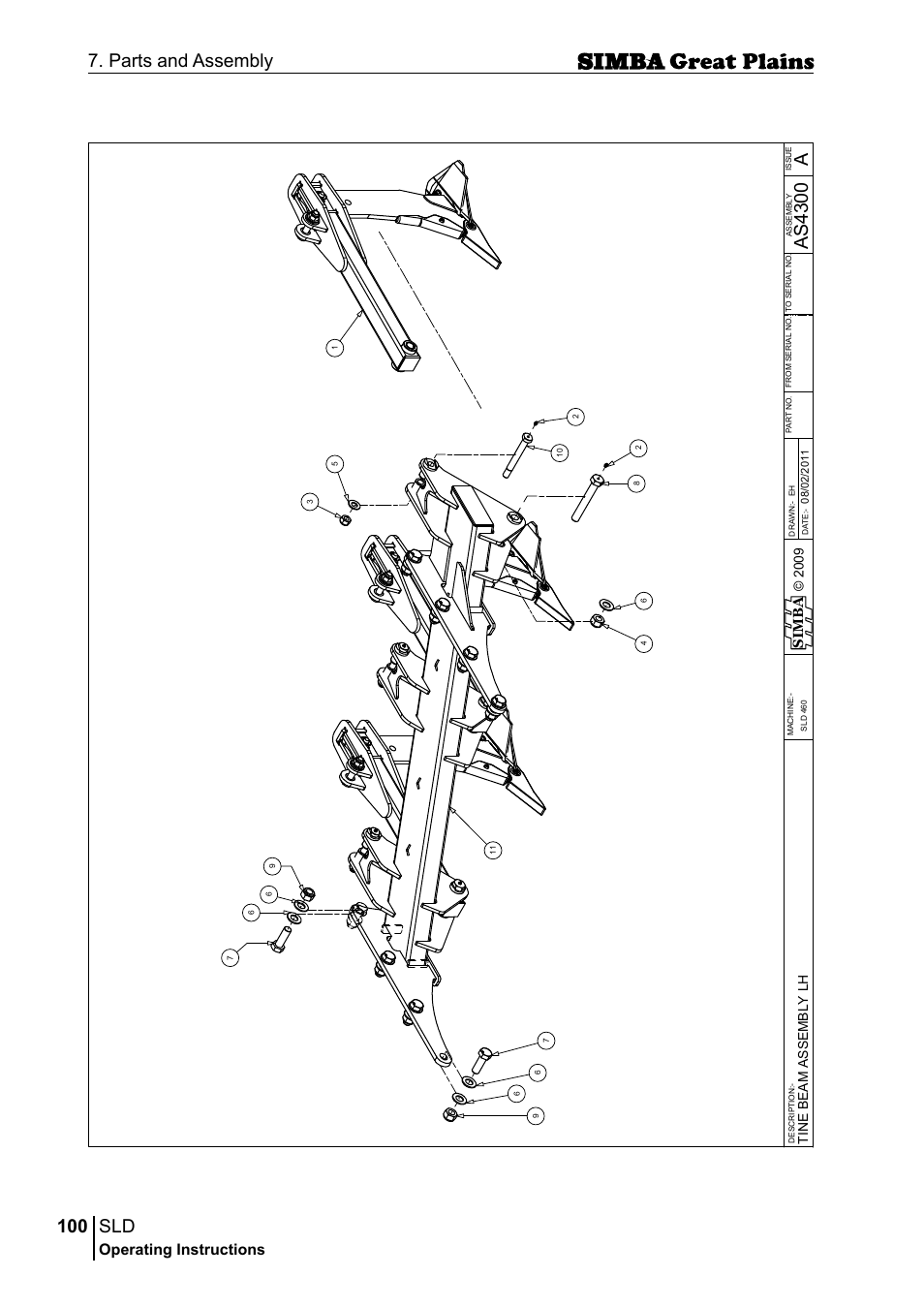 100 7. parts and assembly, Aas 43 00, Operating instructions | Si m b a | Great Plains P18432E Operator Manual User Manual | Page 100 / 178