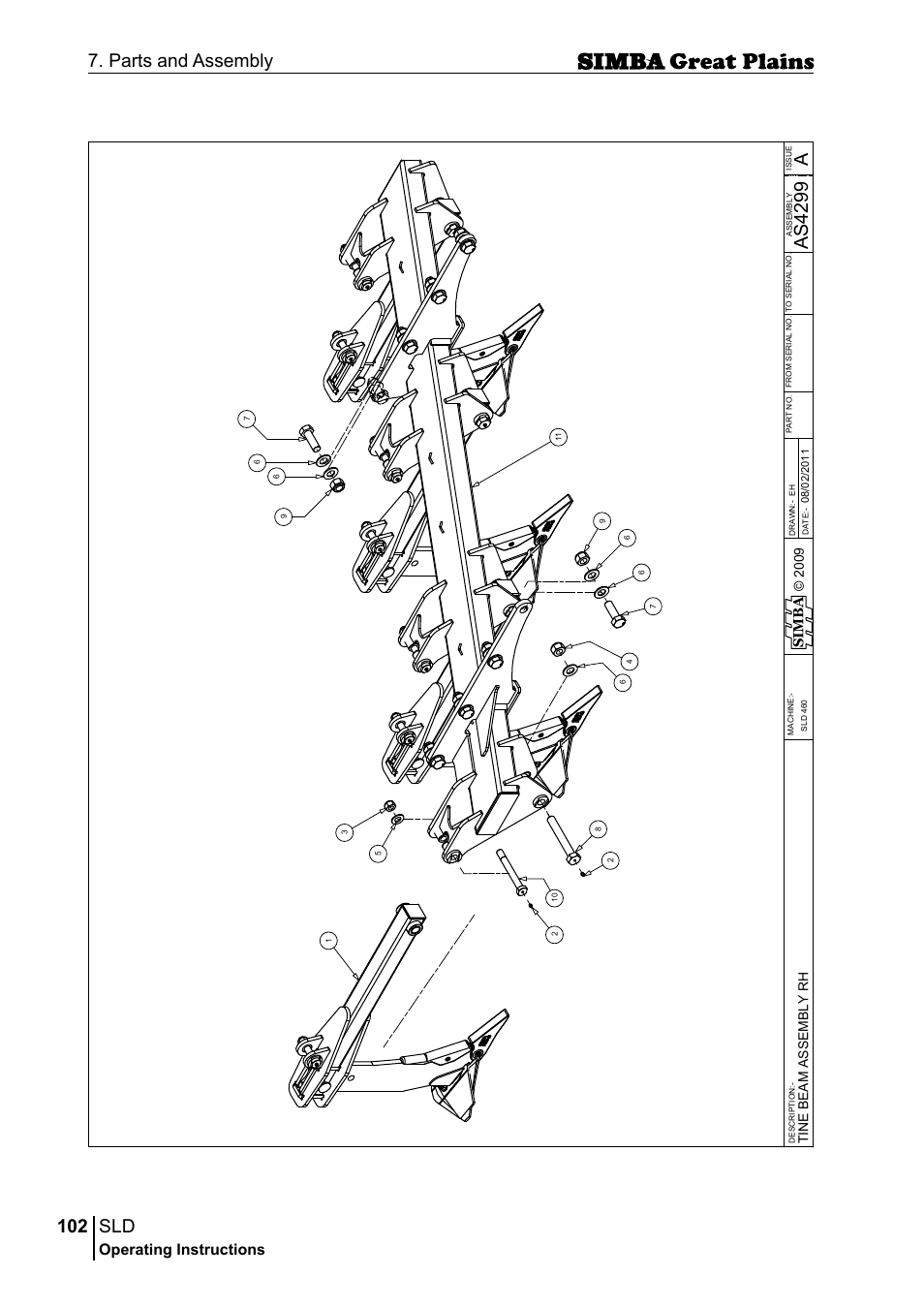 102 7. parts and assembly, Aas 42 99, Operating instructions | Si m b a | Great Plains P18432E Operator Manual User Manual | Page 102 / 178