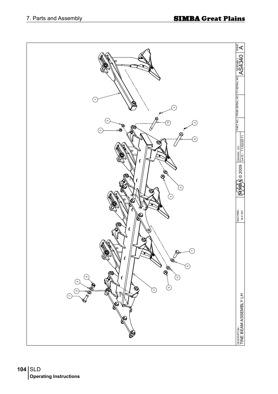 104 7. parts and assembly, Aas 43 40, Operating instructions | Si m b a | Great Plains P18432E Operator Manual User Manual | Page 104 / 178