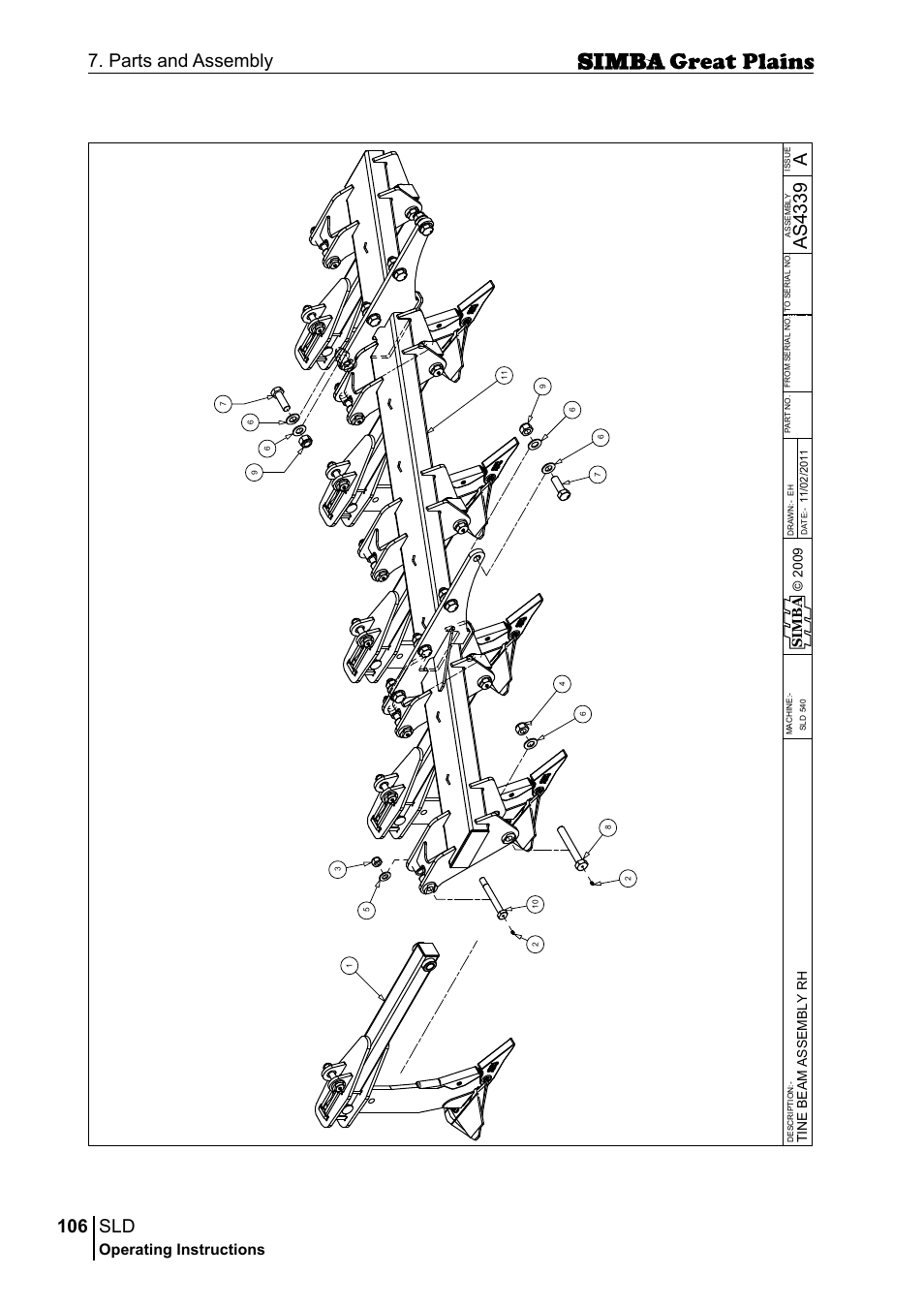 106 7. parts and assembly, Aas 43 39, Operating instructions | Si m b a | Great Plains P18432E Operator Manual User Manual | Page 106 / 178