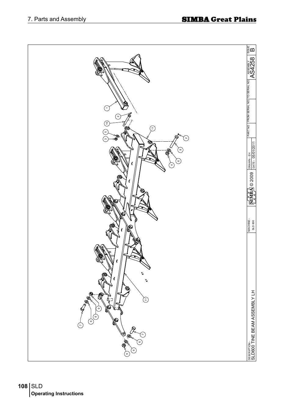 108 7. parts and assembly, Bas 42 58, Operating instructions | Si m b a | Great Plains P18432E Operator Manual User Manual | Page 108 / 178