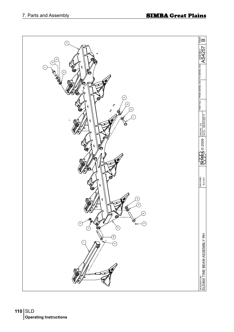 110 7. parts and assembly, Bas 42 57, Operating instructions | Si m b a | Great Plains P18432E Operator Manual User Manual | Page 110 / 178