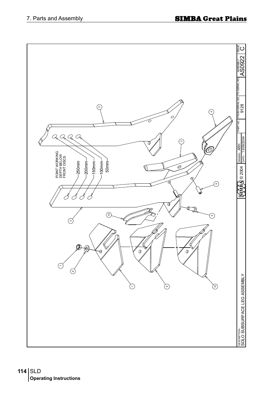 114 7. parts and assembly, Cas 09 22, Operating instructions | Great Plains P18432E Operator Manual User Manual | Page 114 / 178