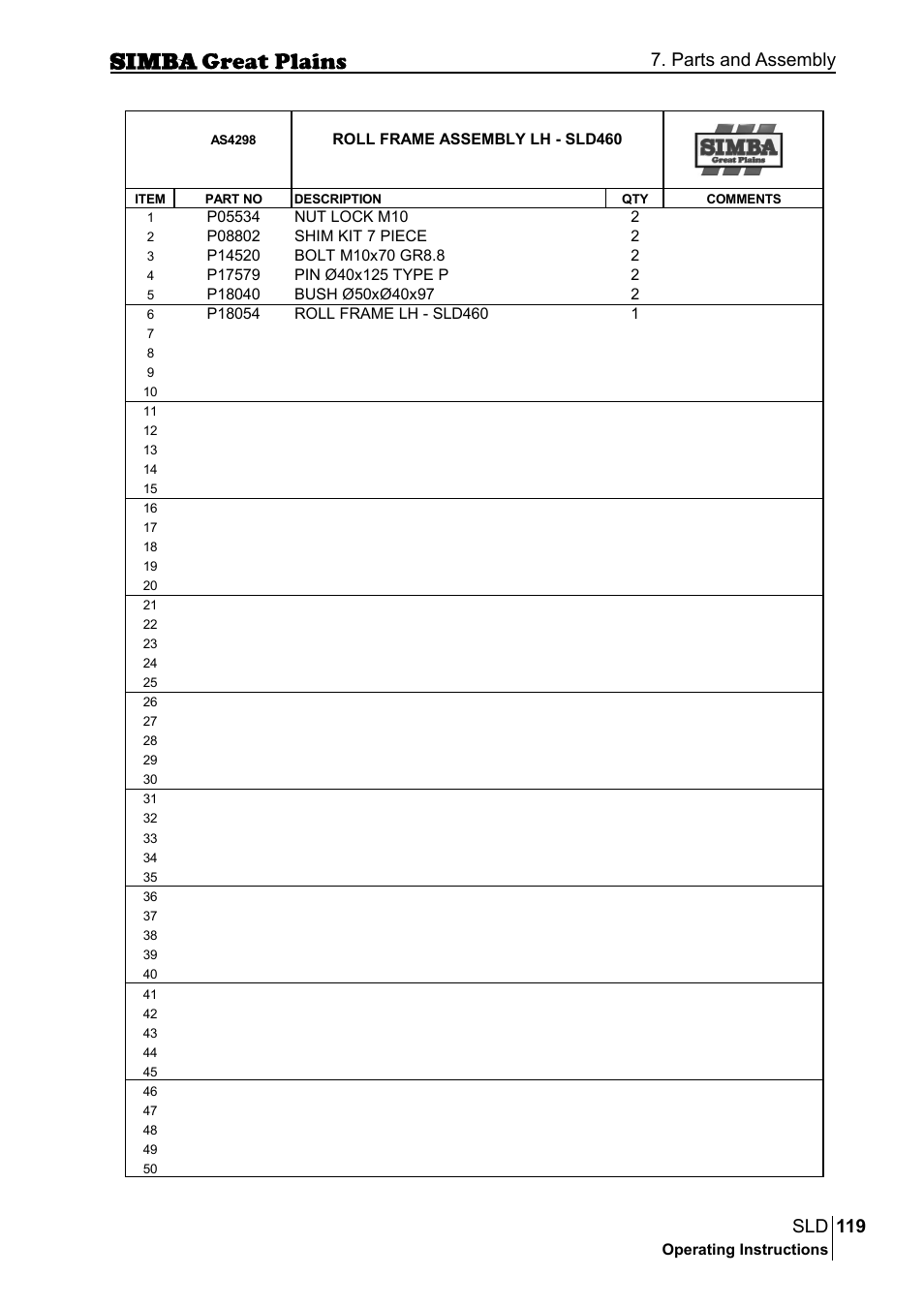 119 sld, Parts and assembly | Great Plains P18432E Operator Manual User Manual | Page 119 / 178