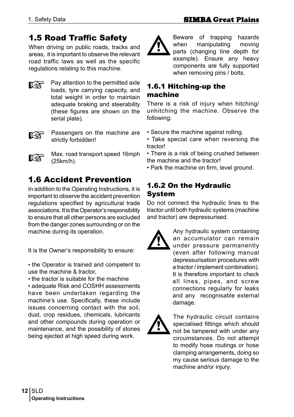 5 road traffic safety, 6 accident prevention | Great Plains P18432E Operator Manual User Manual | Page 12 / 178