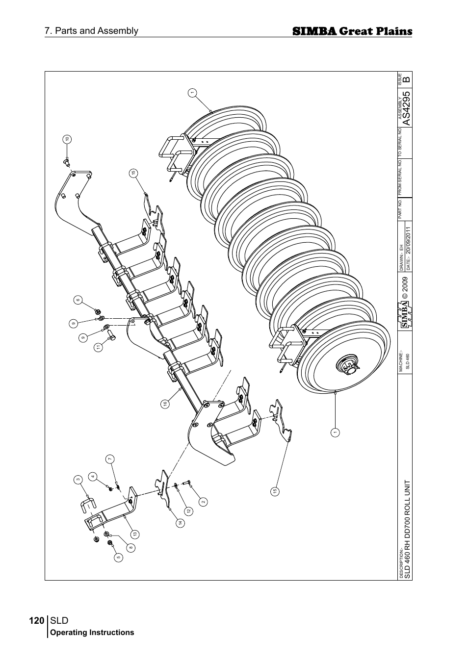 120 7. parts and assembly, Bas 42 95, Operating instructions | Si m b a | Great Plains P18432E Operator Manual User Manual | Page 120 / 178