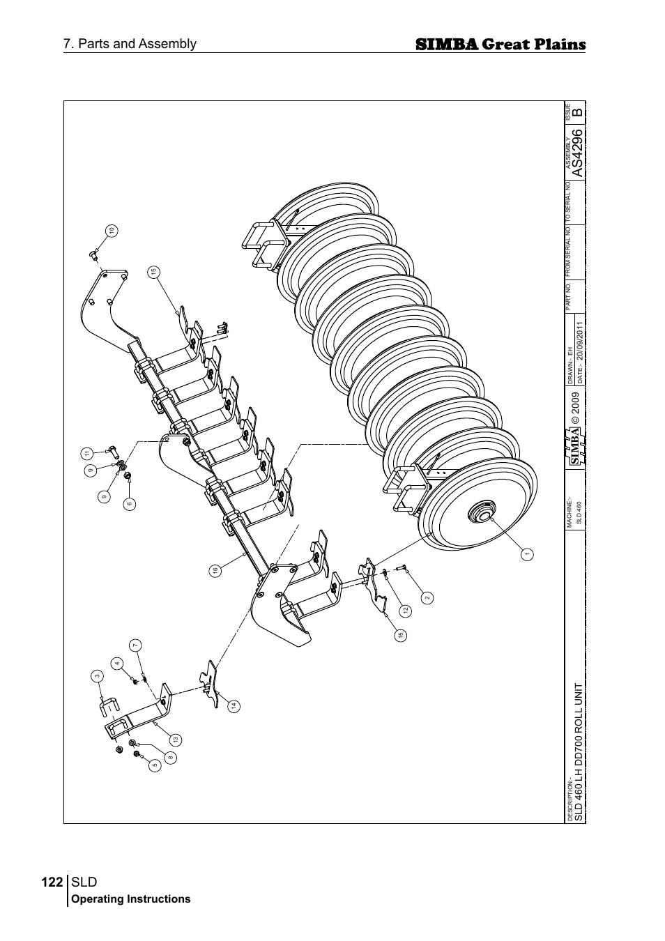 122 7. parts and assembly, Bas 42 96, Operating instructions | Si m b a | Great Plains P18432E Operator Manual User Manual | Page 122 / 178