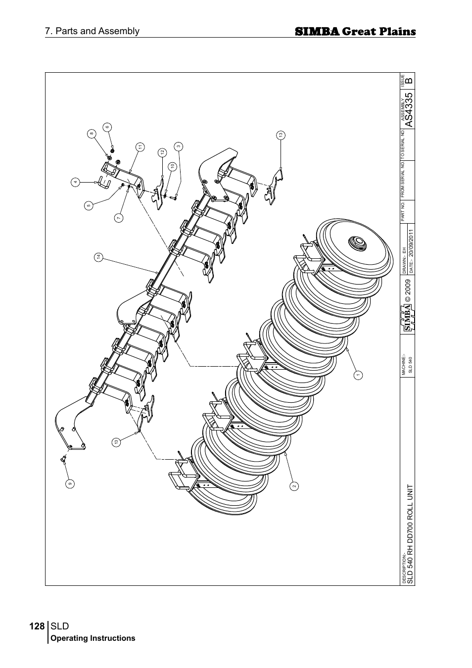 128 7. parts and assembly, Bas 43 35, Operating instructions | Si m b a | Great Plains P18432E Operator Manual User Manual | Page 128 / 178