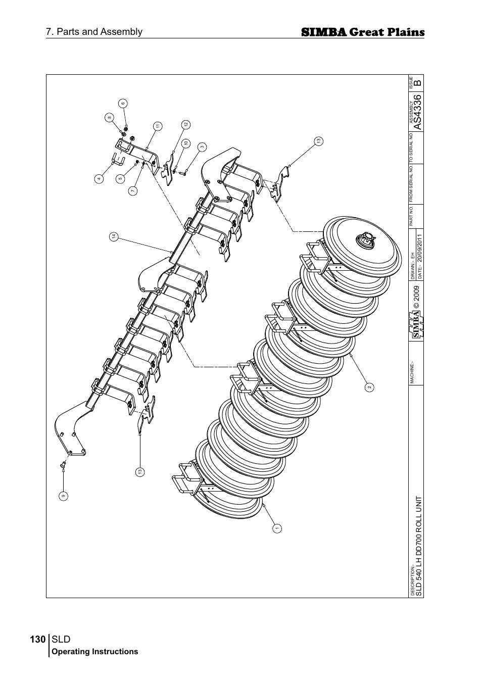 130 7. parts and assembly, Bas 43 36, Operating instructions | Si m b a | Great Plains P18432E Operator Manual User Manual | Page 130 / 178