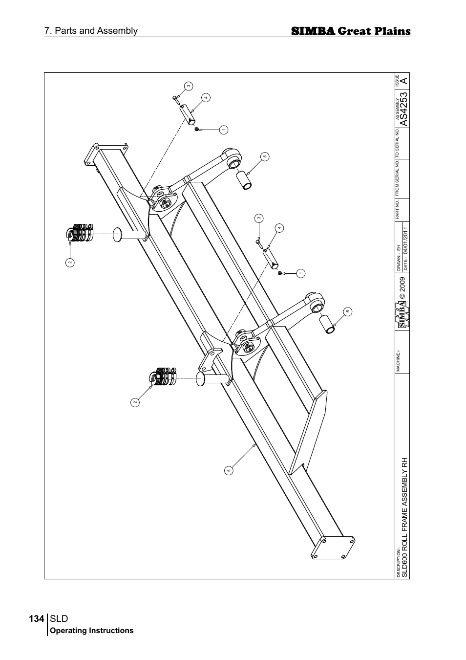 134 7. parts and assembly, Aas 42 53, Operating instructions | Sim b a | Great Plains P18432E Operator Manual User Manual | Page 134 / 178