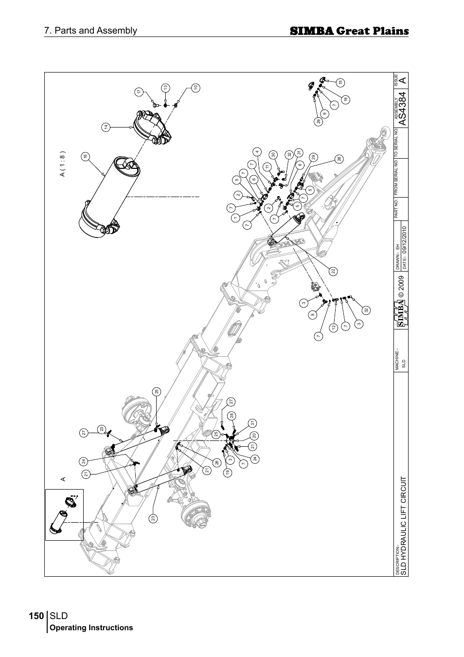 150 7. parts and assembly, Aas 43 84, Operating instructions | Si m b a, A( 1 : 8 ) a | Great Plains P18432E Operator Manual User Manual | Page 150 / 178