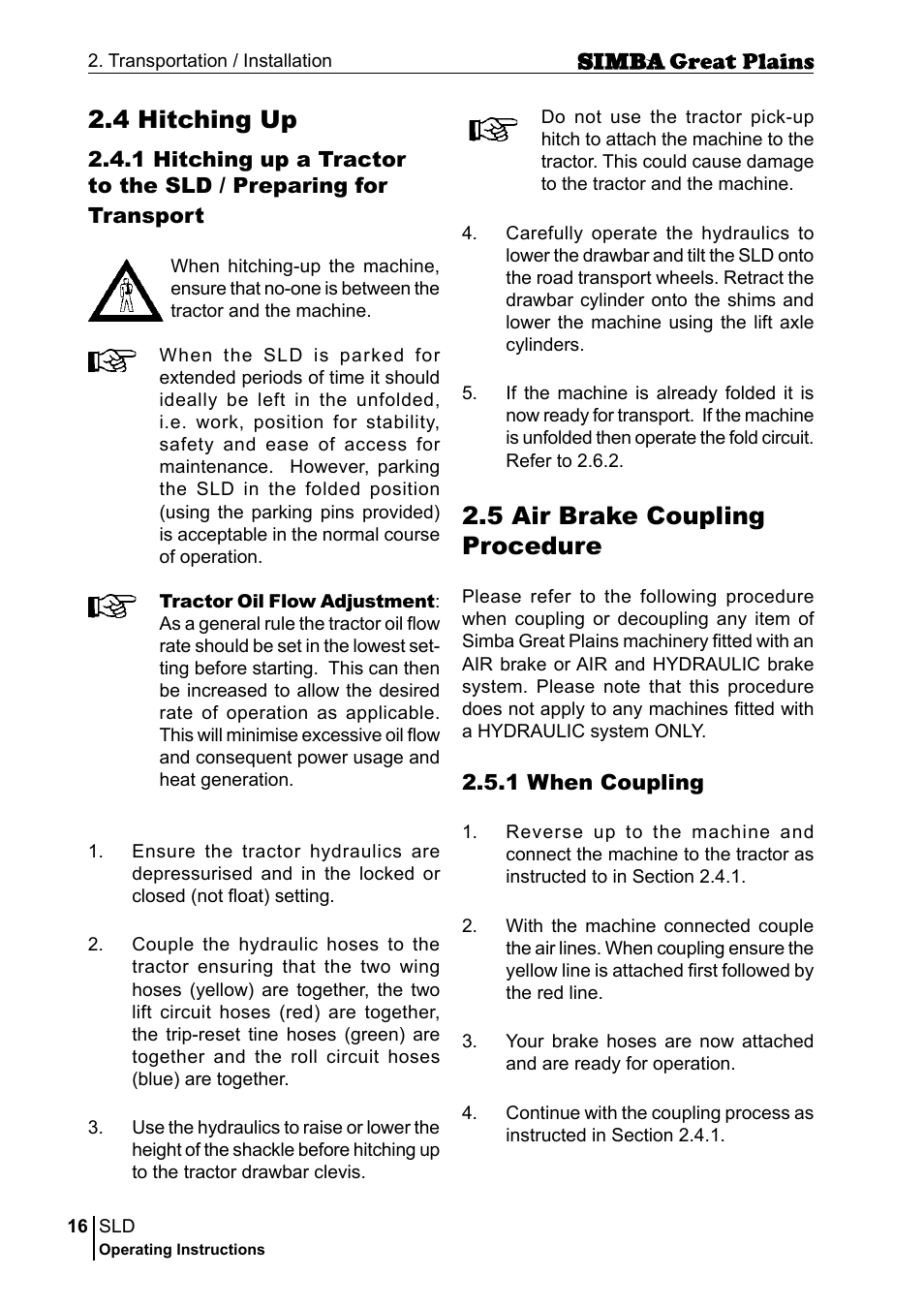 4 hitching up, 5 air brake coupling procedure | Great Plains P18432E Operator Manual User Manual | Page 16 / 178