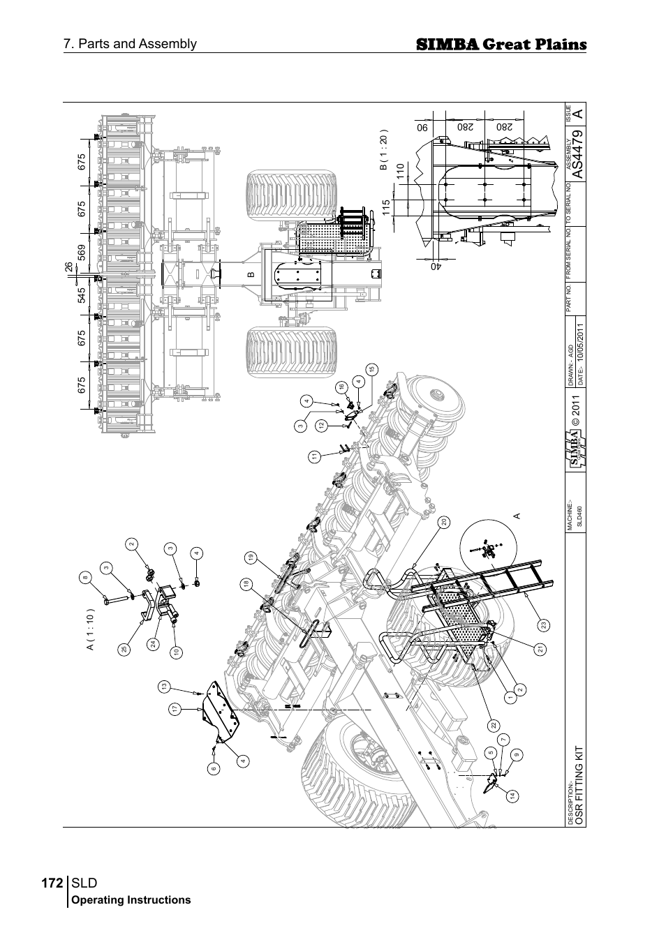 172 7. parts and assembly, Aas 44 79, Operating instructions | Si m b a | Great Plains P18432E Operator Manual User Manual | Page 172 / 178