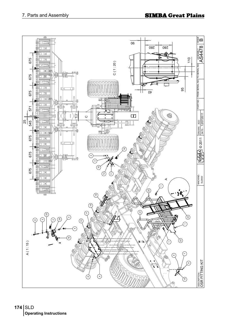 174 7. parts and assembly, Bas 44 78, Operating instructions | Si m b a | Great Plains P18432E Operator Manual User Manual | Page 174 / 178