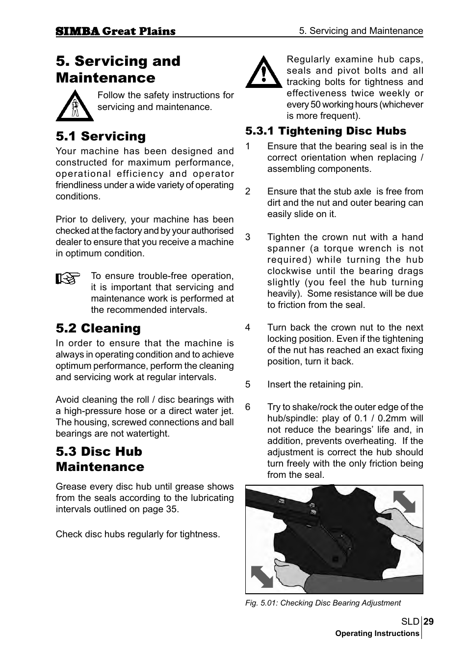 Servicing and maintenance, 1 servicing, 2 cleaning | 3 disc hub maintenance | Great Plains P18432E Operator Manual User Manual | Page 29 / 178