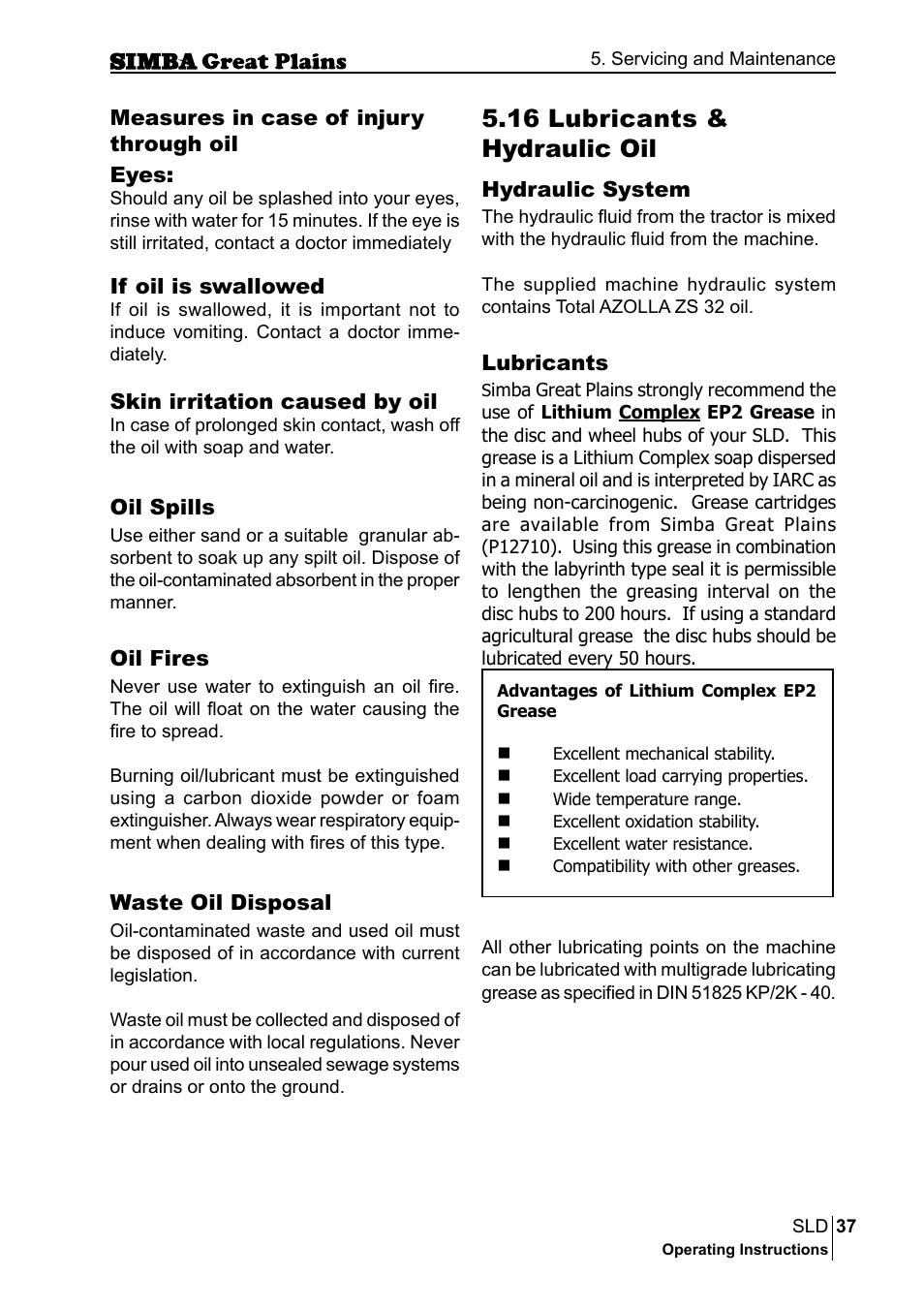 16 lubricants & hydraulic oil | Great Plains P18432E Operator Manual User Manual | Page 37 / 178