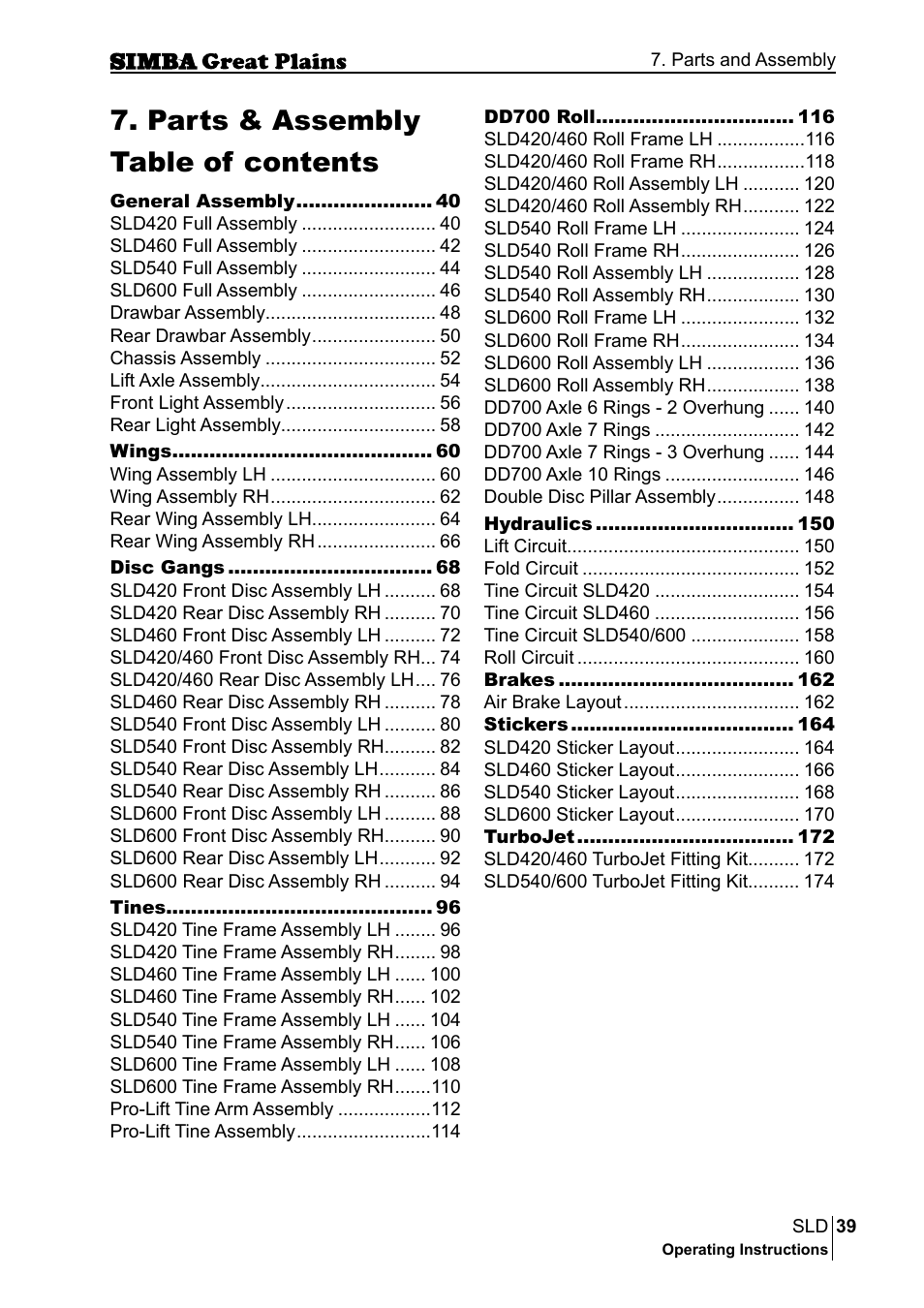 Parts & assembly table of contents | Great Plains P18432E Operator Manual User Manual | Page 39 / 178