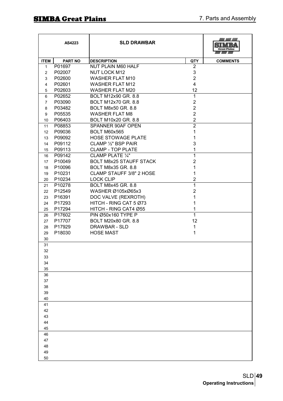 49 sld, Parts and assembly | Great Plains P18432E Operator Manual User Manual | Page 49 / 178