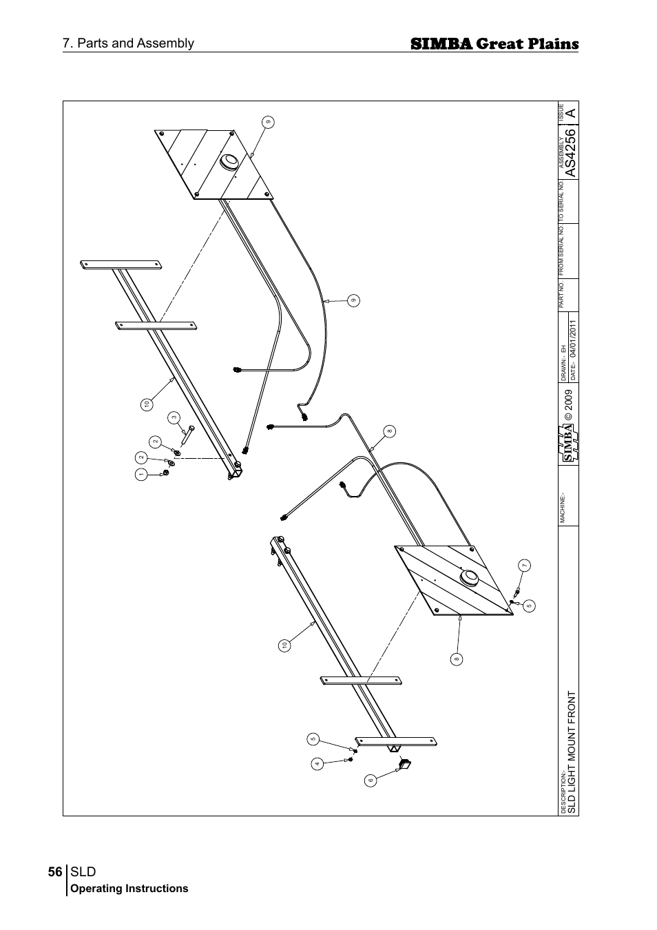 56 7. parts and assembly, Aas 42 56, Operating instructions | Si m b a | Great Plains P18432E Operator Manual User Manual | Page 56 / 178