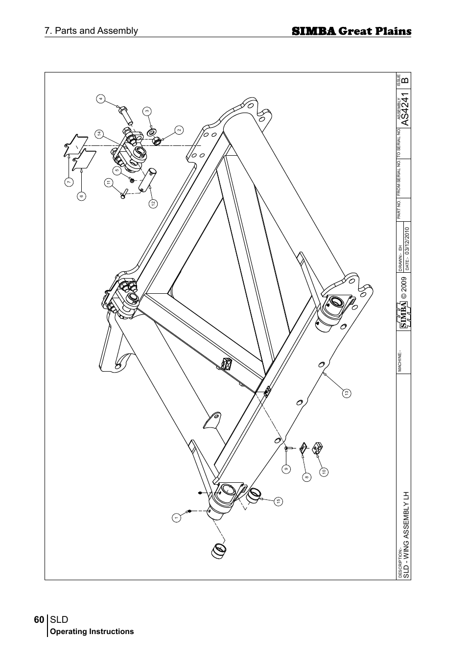 60 7. parts and assembly, Bas 42 41, Operating instructions | Sim b a | Great Plains P18432E Operator Manual User Manual | Page 60 / 178