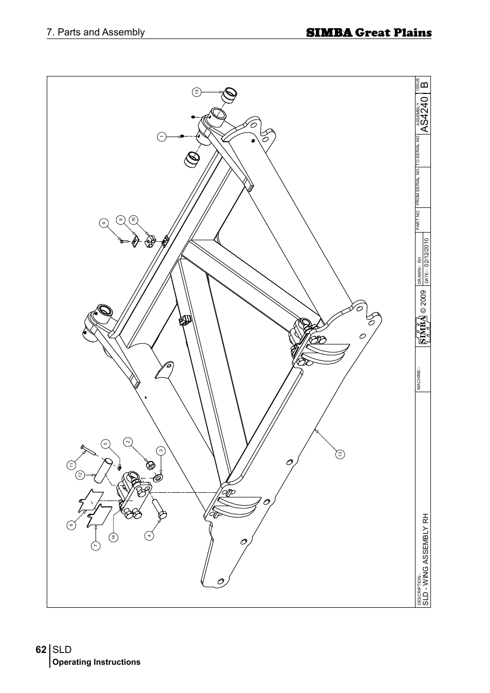 62 7. parts and assembly, Bas 42 40, Operating instructions | Sim b a | Great Plains P18432E Operator Manual User Manual | Page 62 / 178