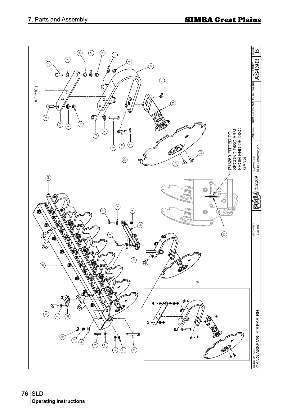 76 7. parts and assembly, Bas 43 03, Operating instructions | Si m b a, A( 1 :1 0 ) a | Great Plains P18432E Operator Manual User Manual | Page 76 / 178