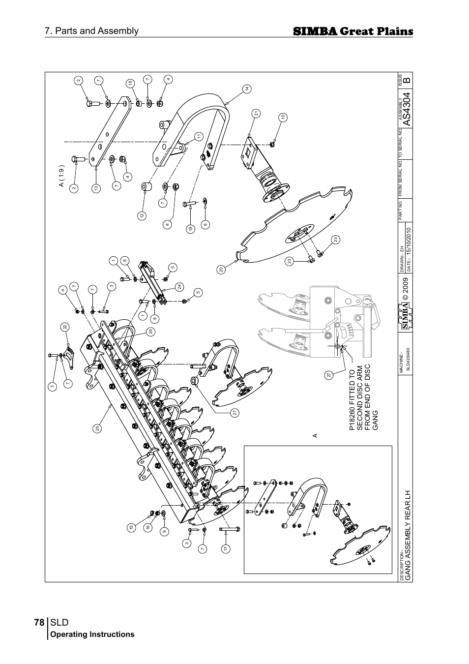 78 7. parts and assembly, Bas 43 04, Operating instructions | Si m b a, A( 1 :9 ) a | Great Plains P18432E Operator Manual User Manual | Page 78 / 178