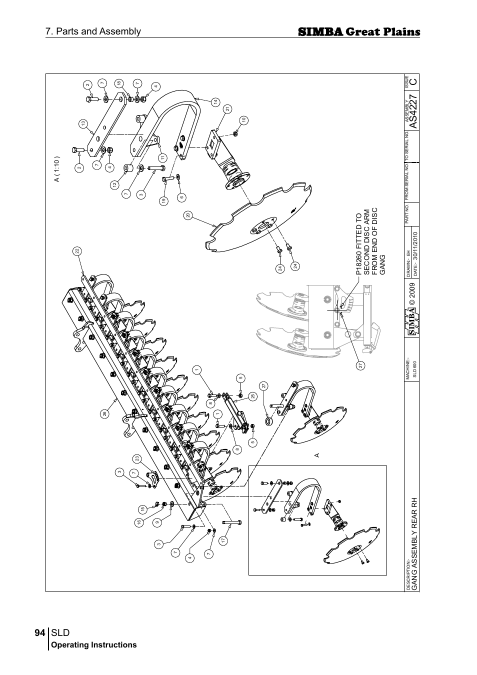 94 7. parts and assembly, Cas 42 27, Operating instructions | Si m b a, A( 1 :1 0 ) a | Great Plains P18432E Operator Manual User Manual | Page 94 / 178