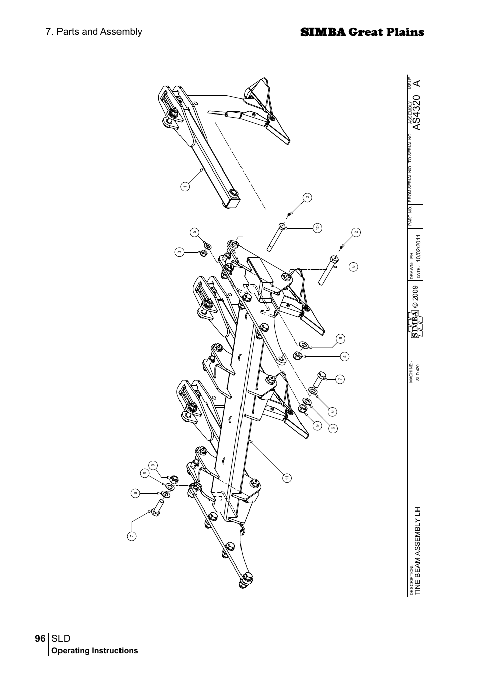 96 7. parts and assembly, Aas 43 20, Operating instructions | Sim b a | Great Plains P18432E Operator Manual User Manual | Page 96 / 178