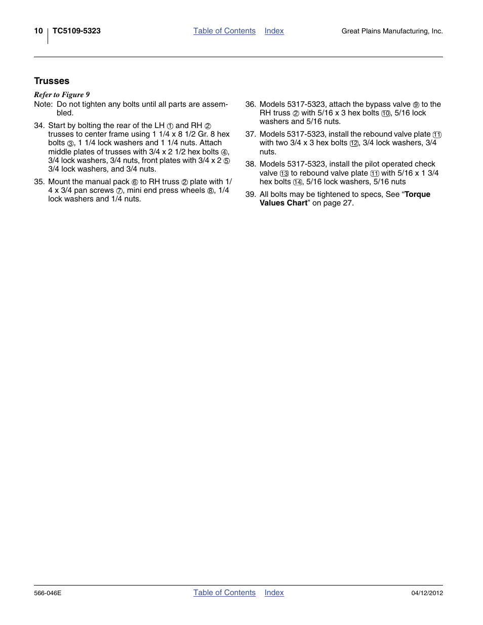 Trusses | Great Plains TC5319 Assembly Manual User Manual | Page 14 / 74